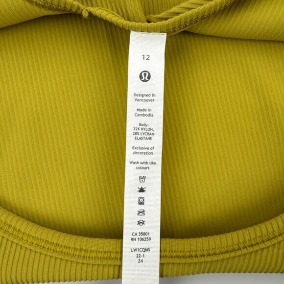 LULULEMON Power Pivot Ribbed Tank Top Size 12 Auric Gold - Picture 7 of 7